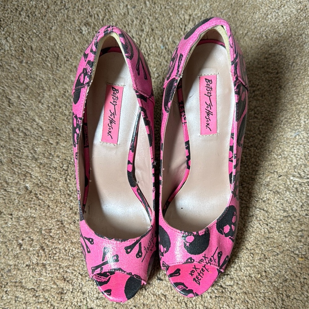 Betsey Johnson ‘Betty’ Pink Peep Toe Heels